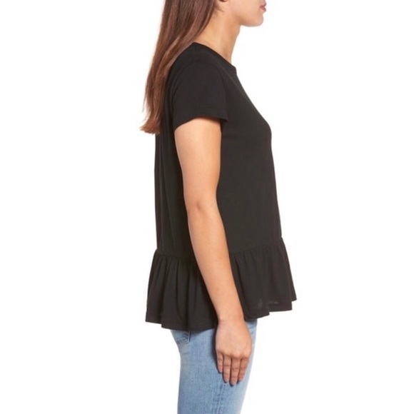 B.P. Nordstrom Black Short Sleeve Peplum Top A581 - Picture 3 of 3